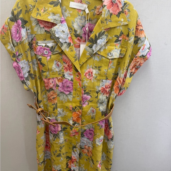 Zimmermann cuffed mini dress in mustard rose (size 3, NWT) - Picture 3 of 9